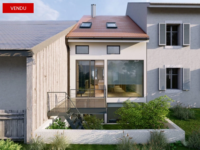 Villa d'architecte - rénovation à Cossonay (vue jardin)